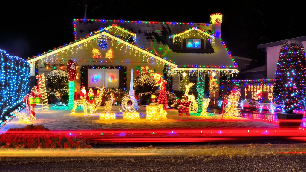 Christmas lights in house